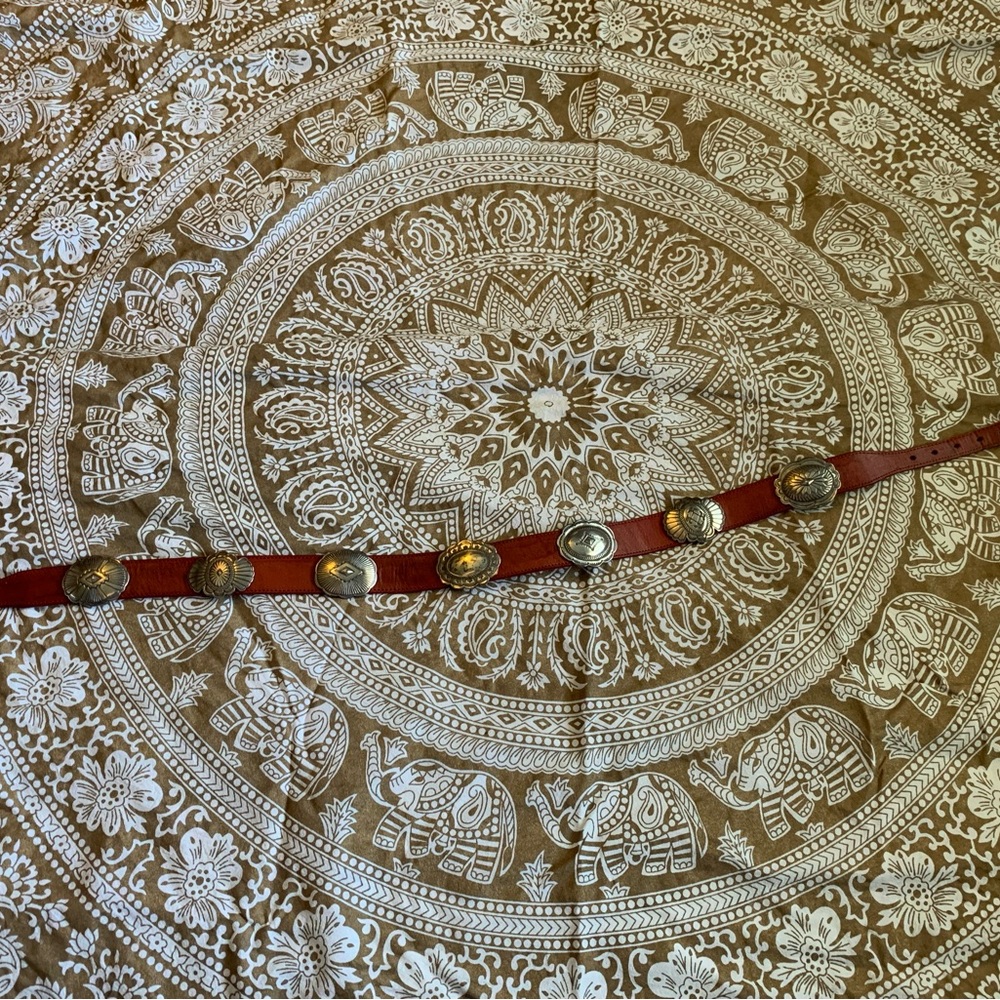 Justin Silver Concho Red Leather Belt